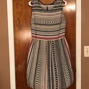 Navy/White/Neon Tribal Print Sleeveless Dress