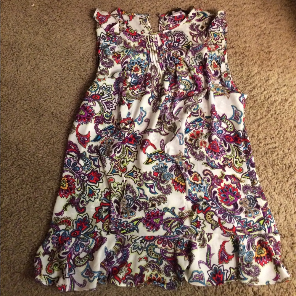Paisley ruffle front top