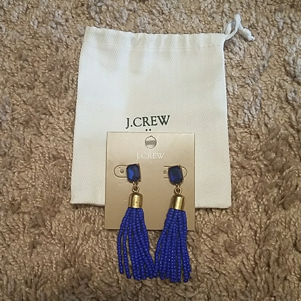 Jcrew blue stone and tassel earrings