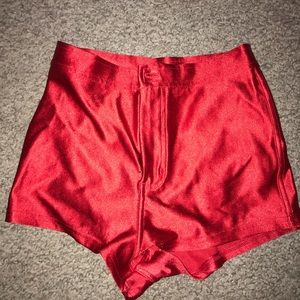Red American apparel disco shorts
