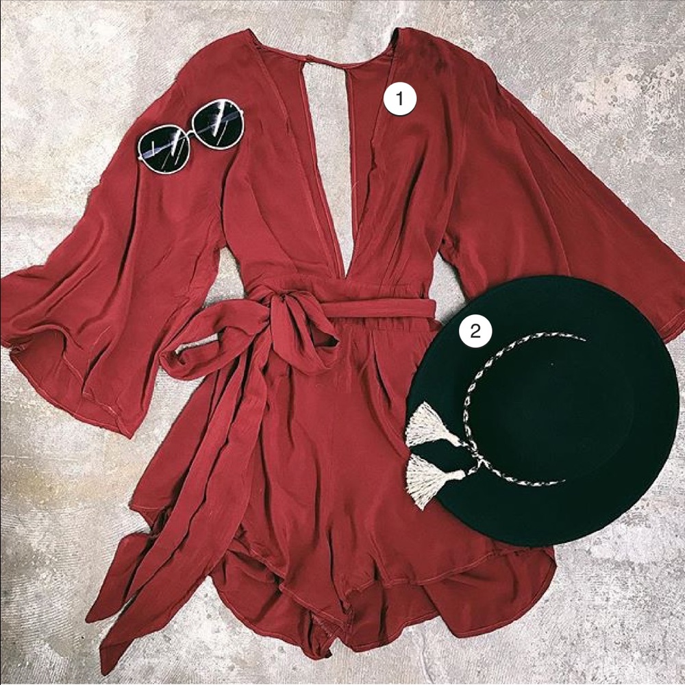 Planet blue burgundy romper new with tags