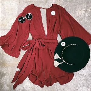 Planet blue burgundy romper new with tags