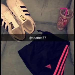 Pink stripe adidas pants