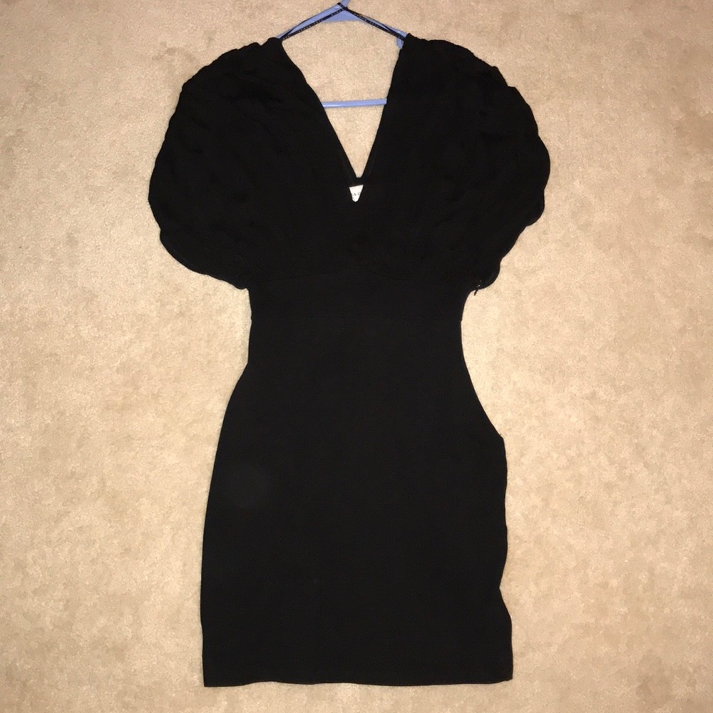 Zara black mini dress with sleeves.