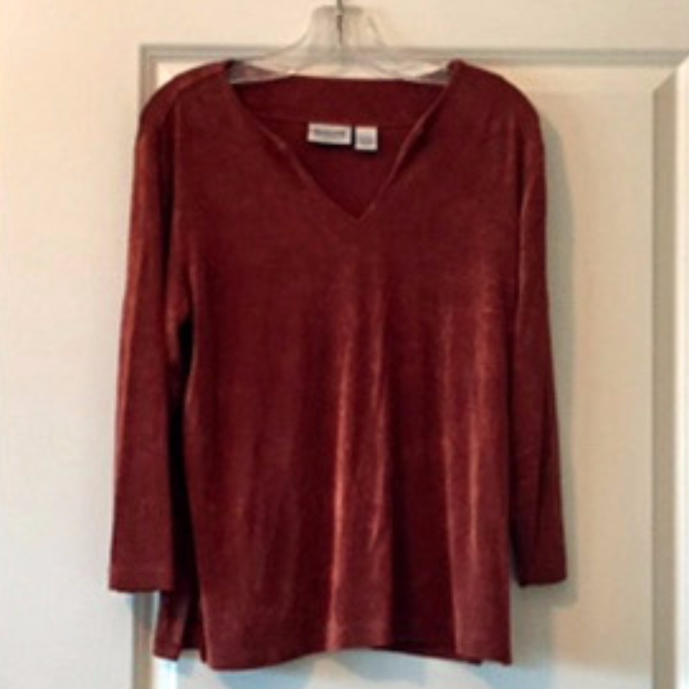 Chico's Travelers 3/4 sleeve top Sz 2 (8/10) Rust