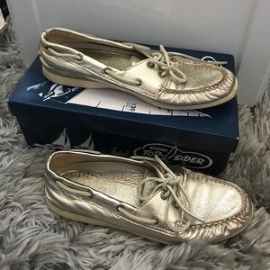 Metallic gold Sperry Top-siders by J. Crew