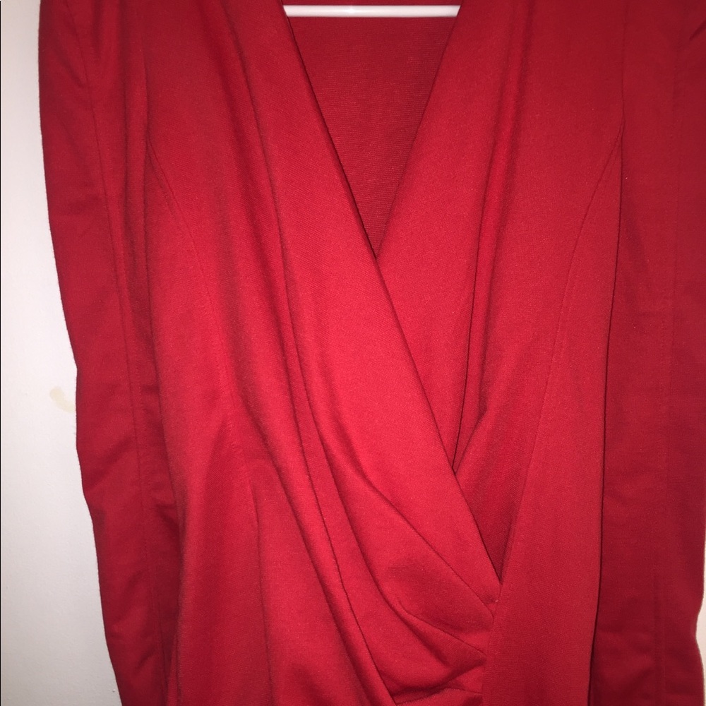 Missguided Red V neck long sleeve dress