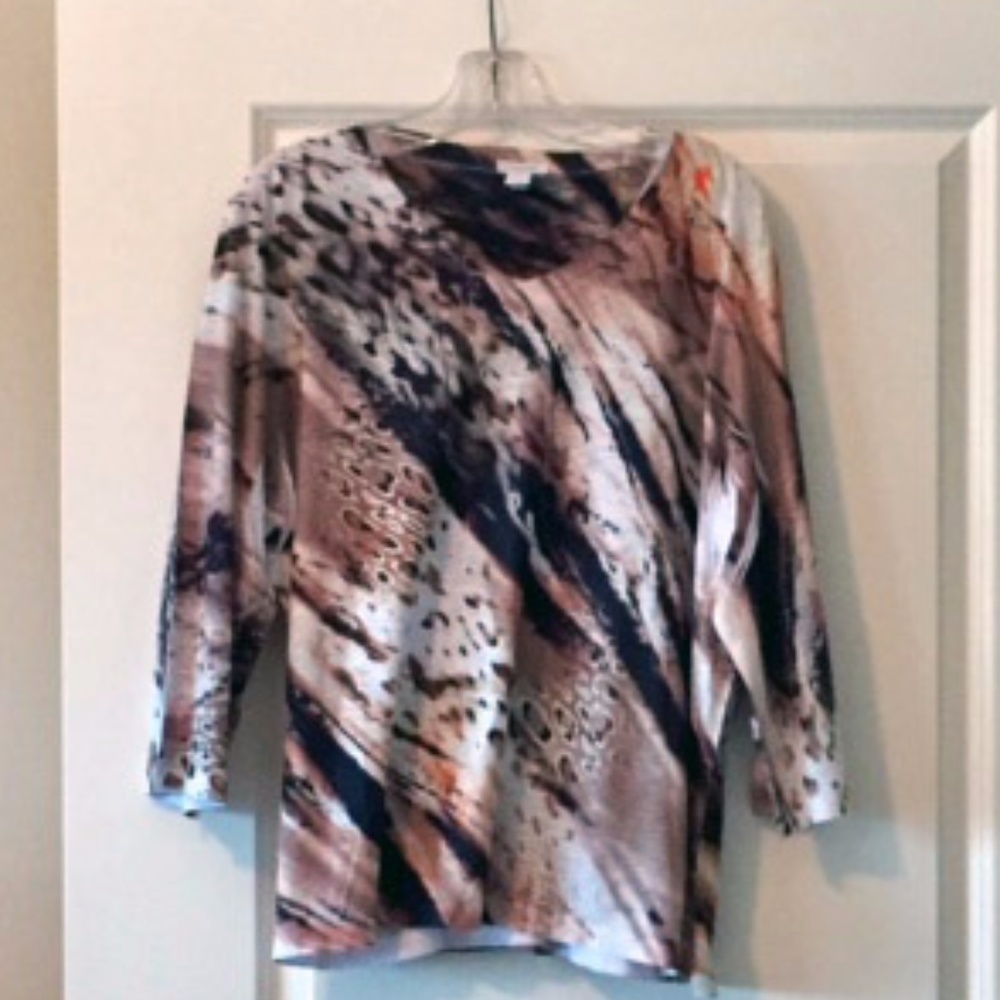Weekends by Chico's animal print tunic Sz 3 (10/12