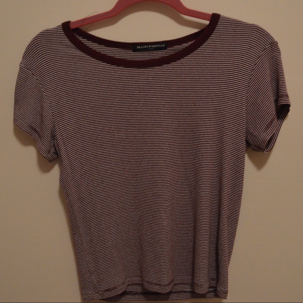 Brandy Melville Maroon Striped Tee