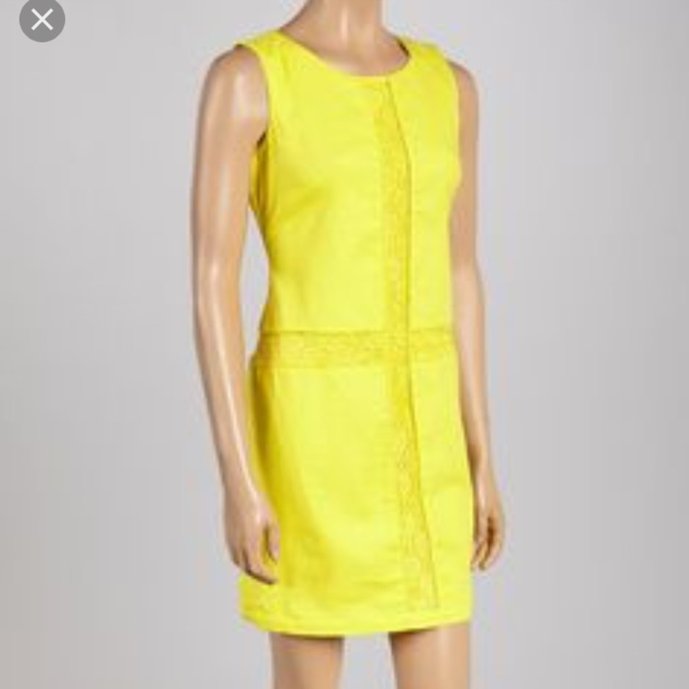 Jessica Simpson Yellow Cotton Dress w/Lace Insert