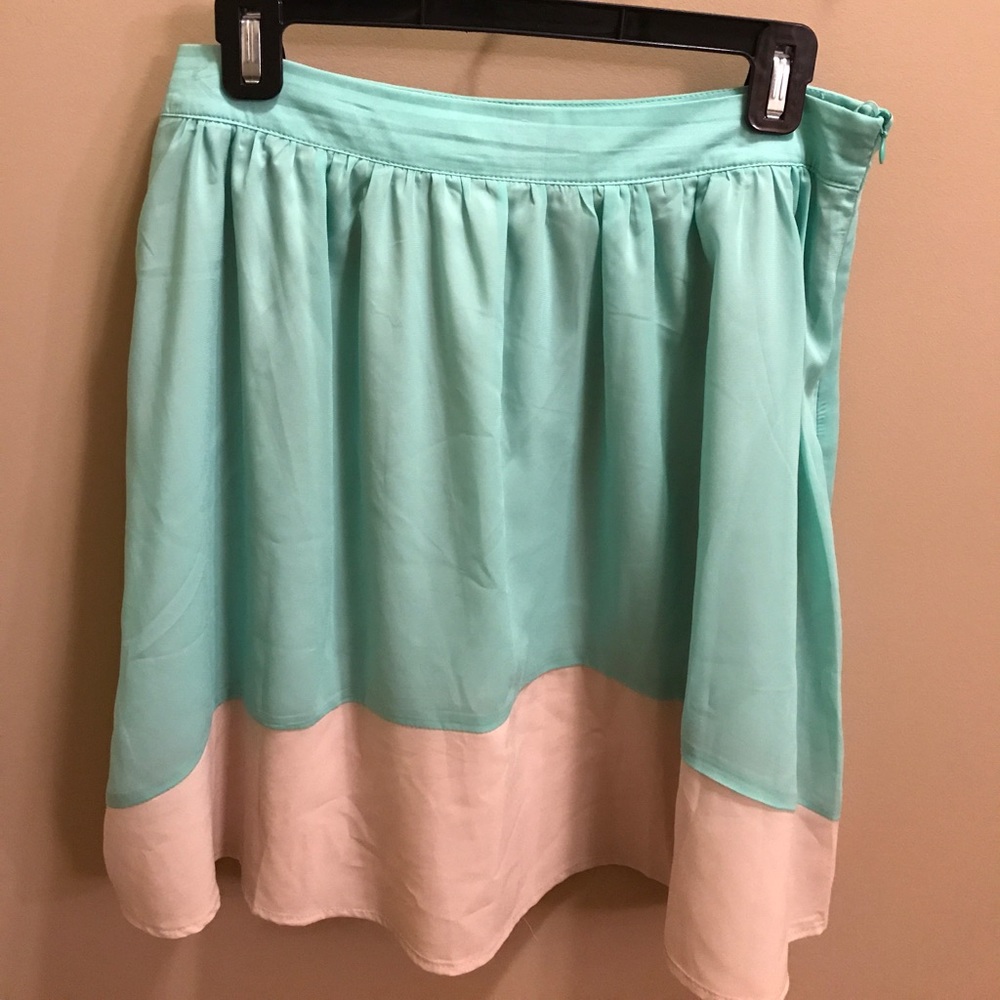 Mint/Cream High Waist Skirt