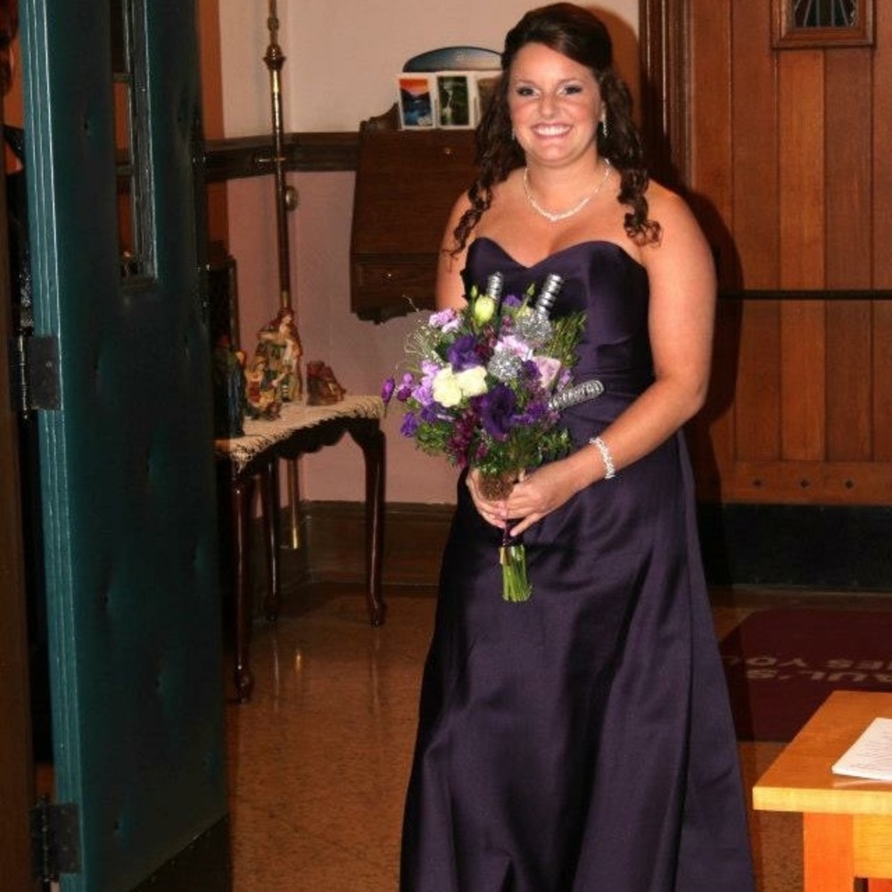 Gorgeous purple floor length gown with corset back
