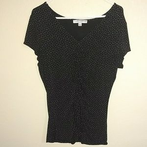 Black and white Polka Dot V-Neck