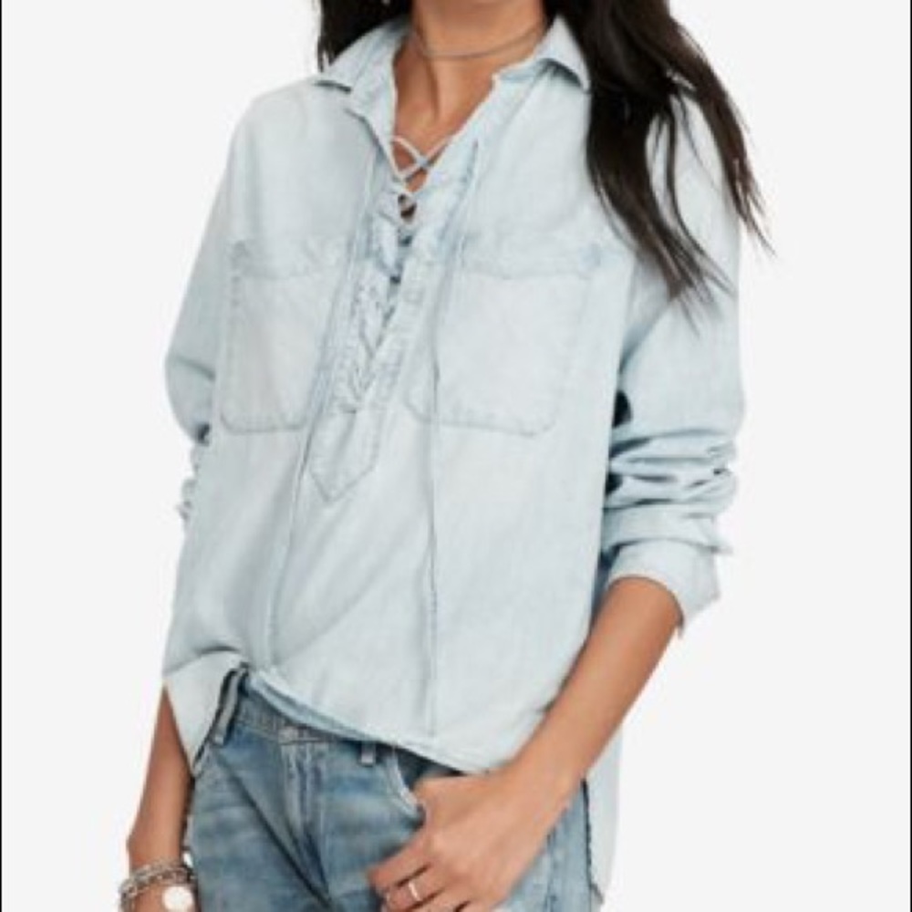 Denim & Supply Ralph Lauren Lace-up Chambray Shirt