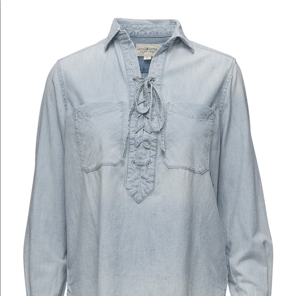 Denim & Supply Ralph Lauren Lace-up Chambray Shirt - Picture 2 of 6