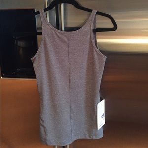 Gray "back at it again" Lulu Lemon tanktop