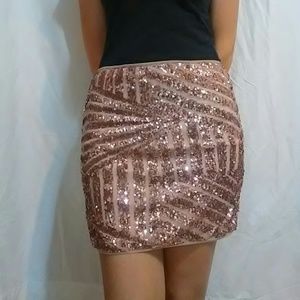 Sequin and Mesh Mini Skirt