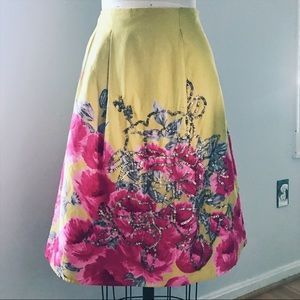 Anthropologie Odille Floral Beaded Skirt