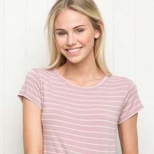 Light Pink and White Striped Brandy Melville Tee