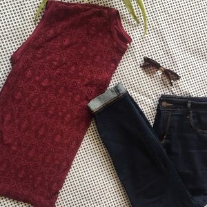 Raspberry colored lace top