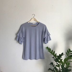 Lavender Field bell sleeve ruffle blouse