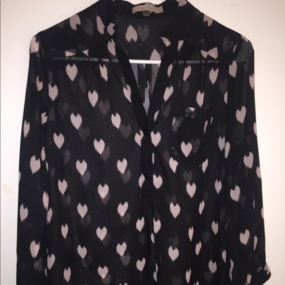 Black blouse with pink hearts