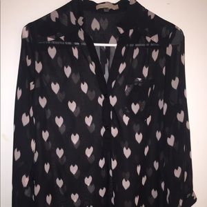 Black blouse with pink hearts