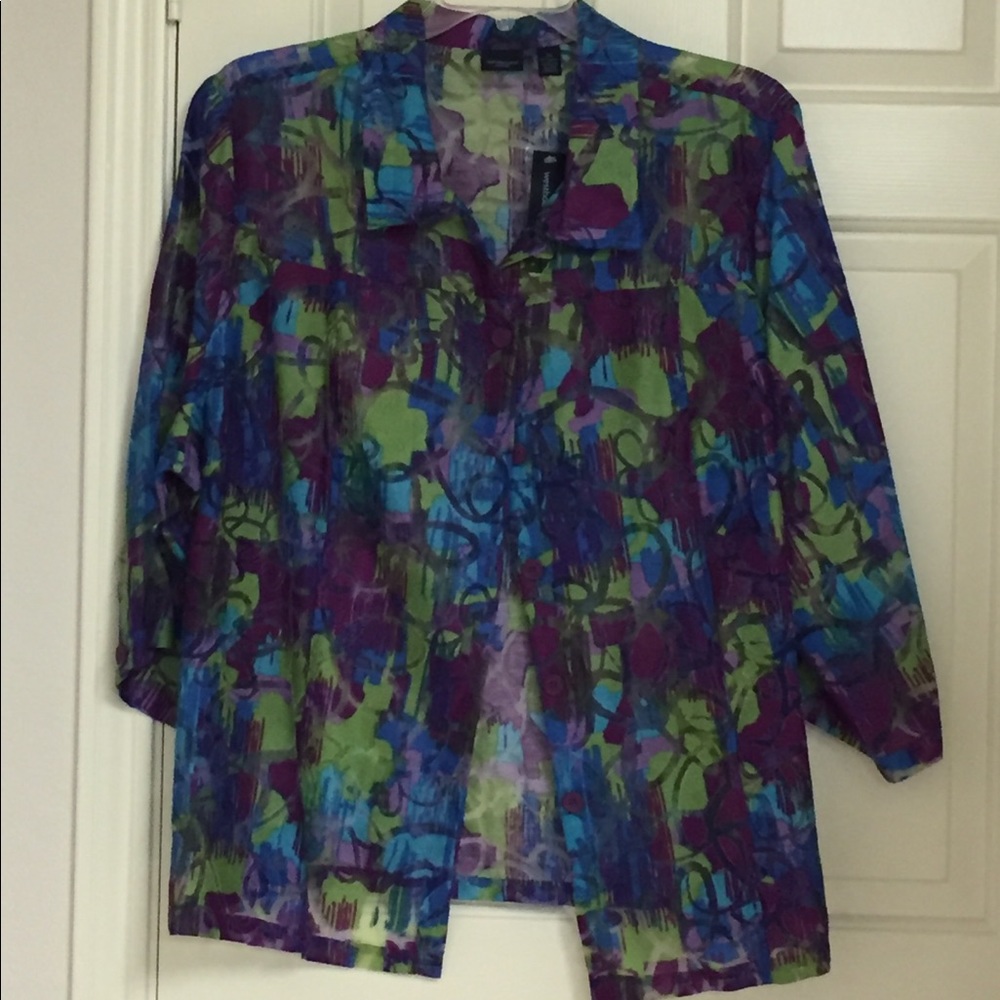 NWT - Westbound Woman 3/4 Length Semi Sheer Blouse