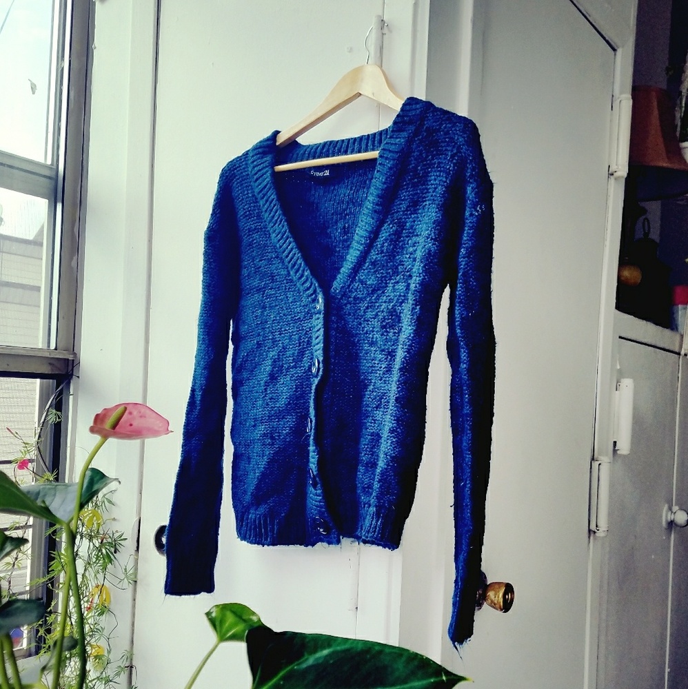 soft royal blue cardigan