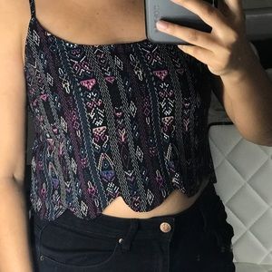 purple designed crop top