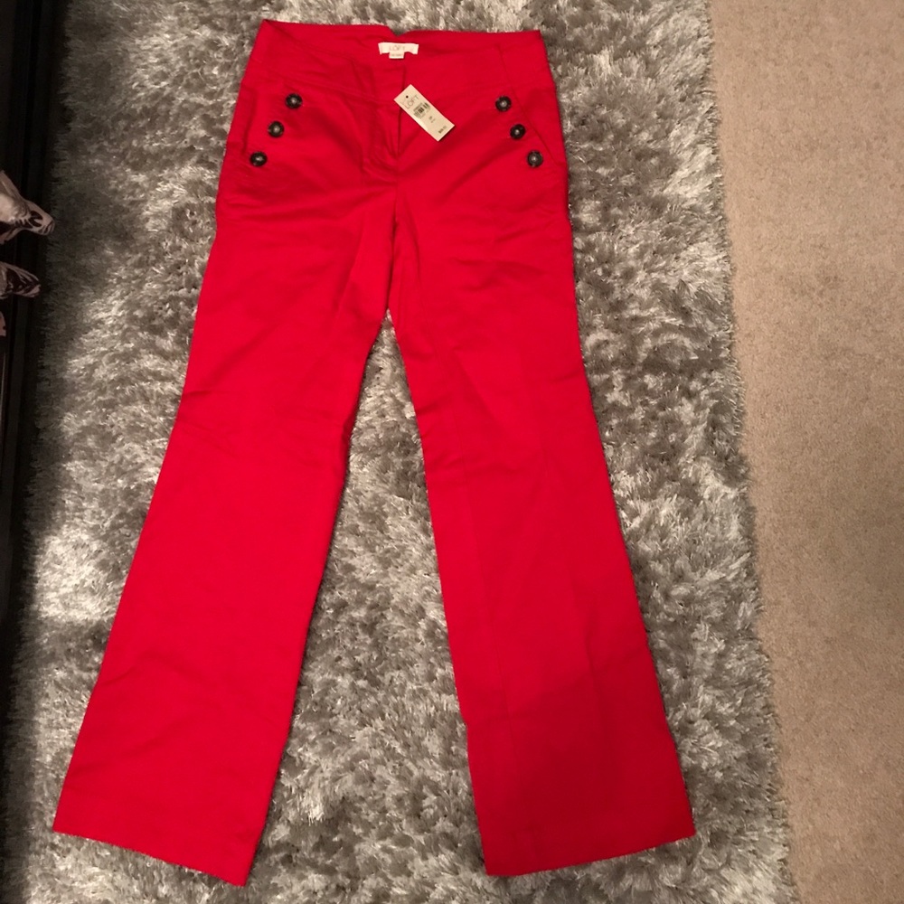 NWT 0p Loft Red Sailor Pants