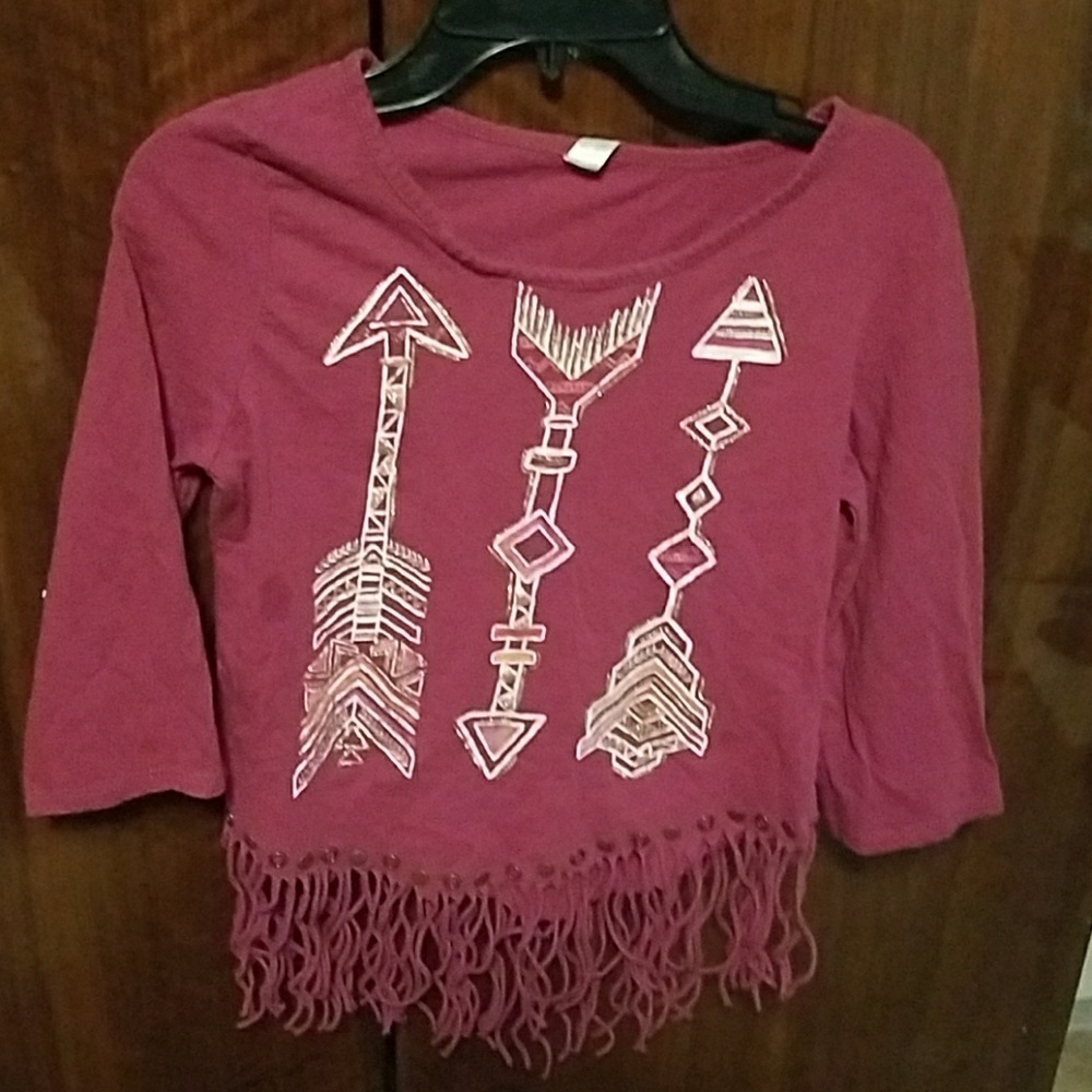Beautees girls graphic arrow cropped shirt sz XL