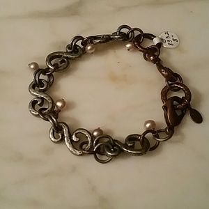 Sweet Romance Chunky Pewter/Bronze Bracelet