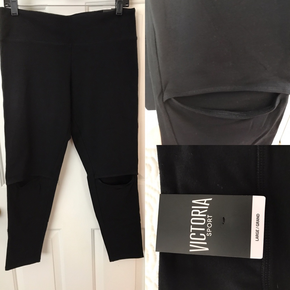 Black split knee yoga pants