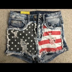 American flag shorts (red white blue)