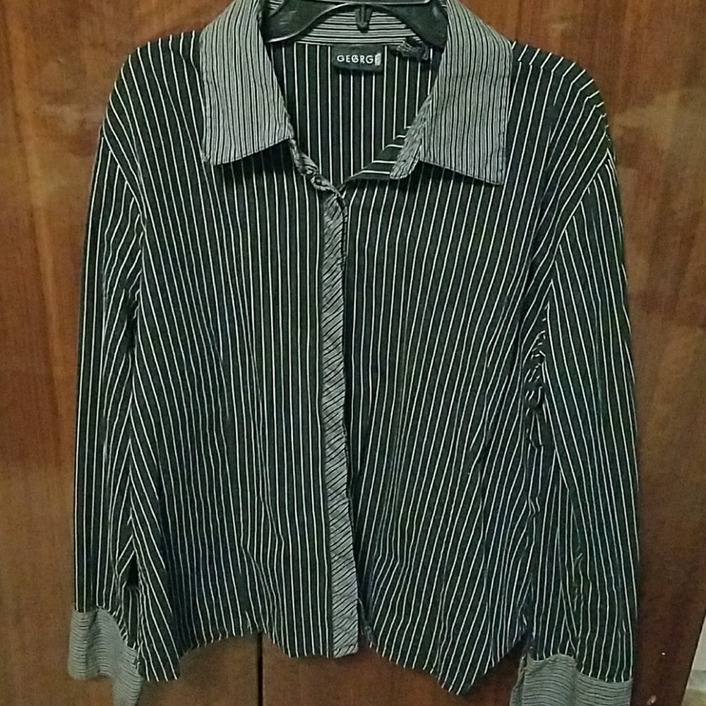 George women's XL covered placket pinstripe