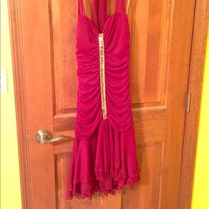 Burgundy homecoming dress with gold sequin details