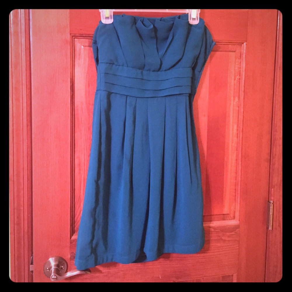 Teal strapless homecoming or prom dress