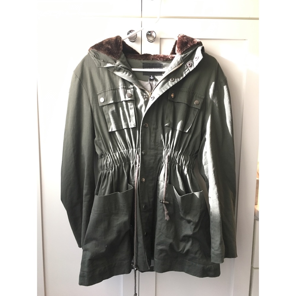 Minkpink Army Jacket w/ Faux Fur Hood
