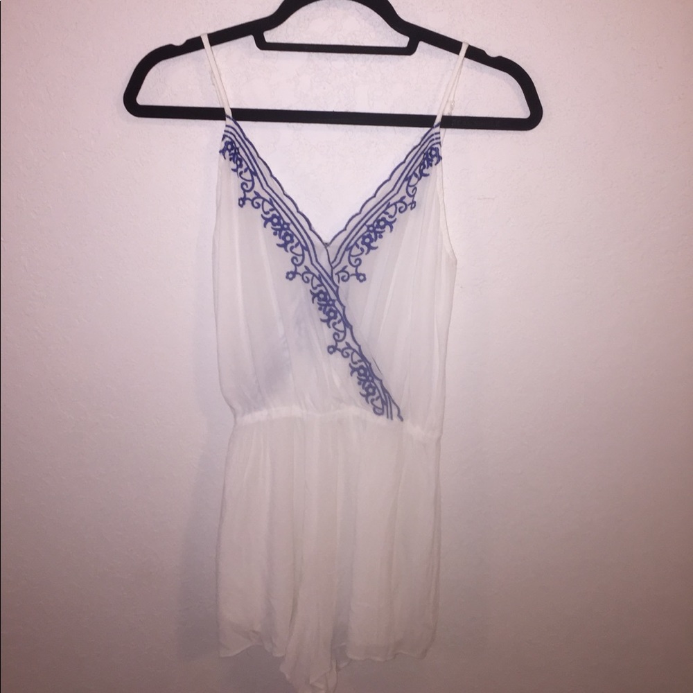 White and royal blue romper