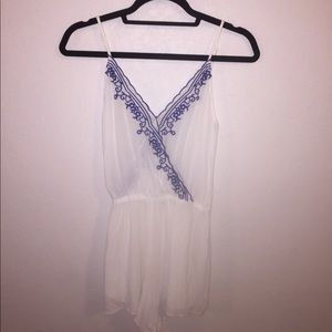 White and royal blue romper