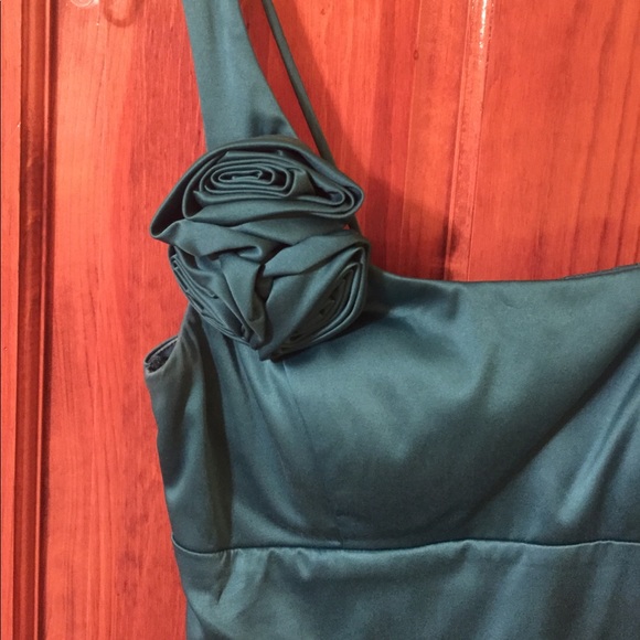 One shoulder teal homecoming or prom dress - Picture 2 of 2