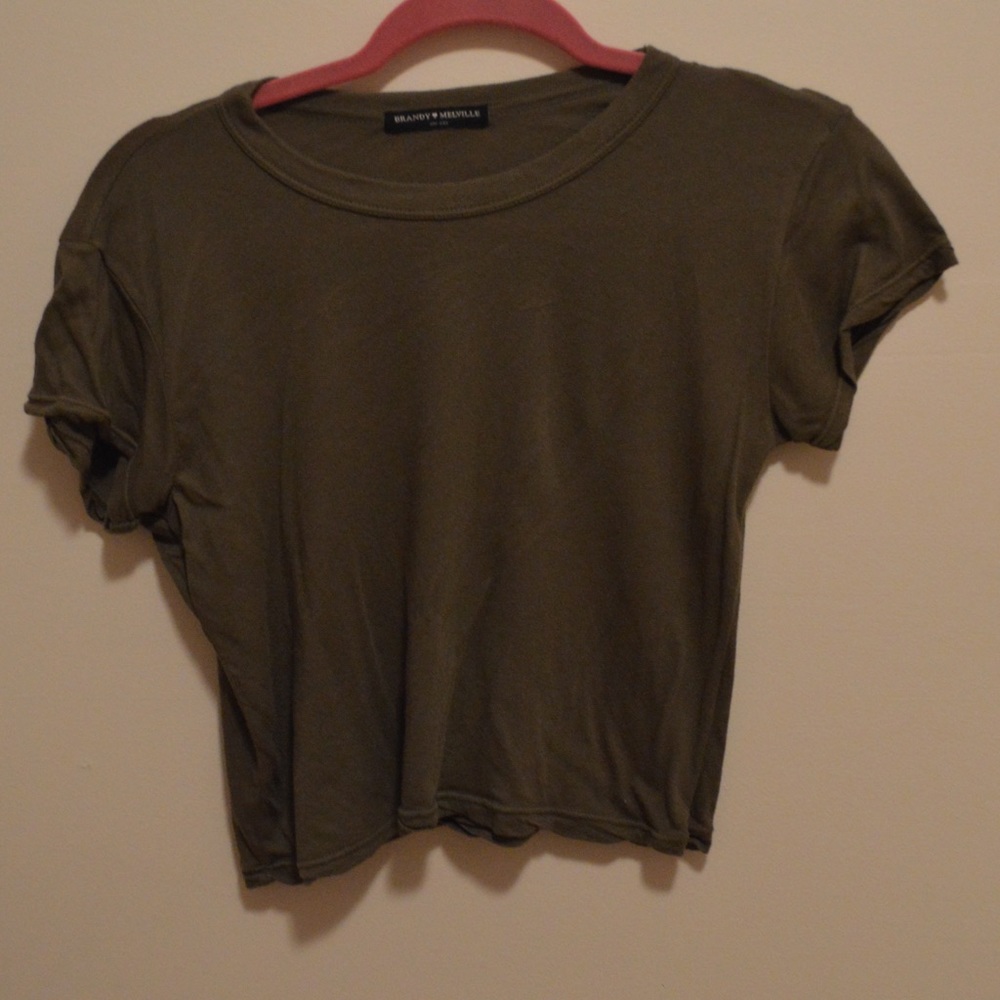 Brandy Melville Olive Cropped Tee
