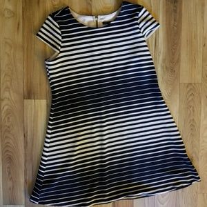 Modcloth black and white striped flare dress