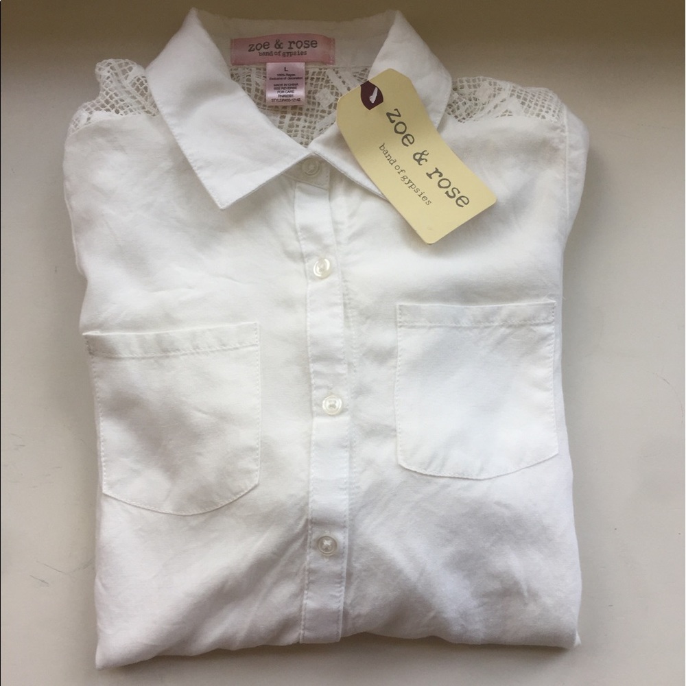 Zoe & Rose white boho top size Large