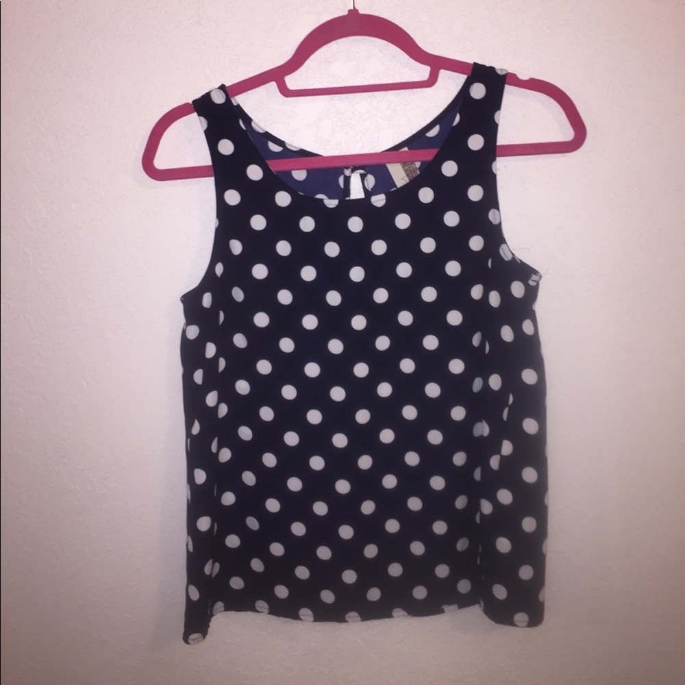 Navy polka dot tank top