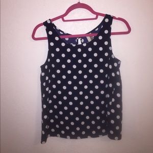 Navy polka dot tank top