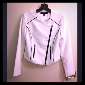 Asymmetrical moto style blazer