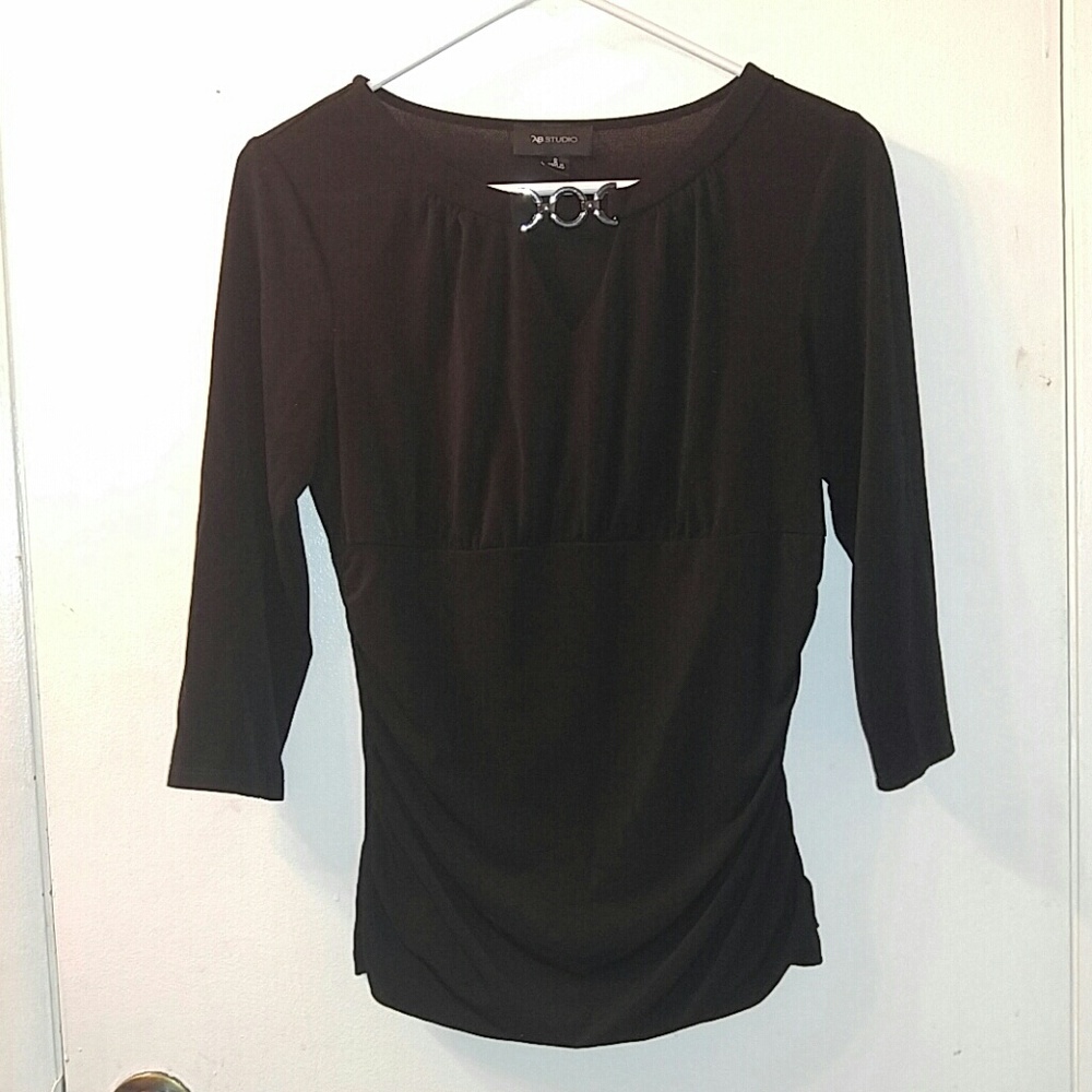 Black blouse with cutout detail neckline