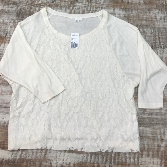 Forever XXI quarter length sleeve cream top SizeL - Picture 1 of 2